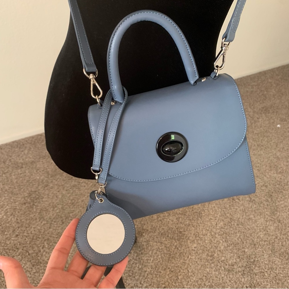 Joseph & Stacey Mini British Blue Bag Purse Two handle leather convertible